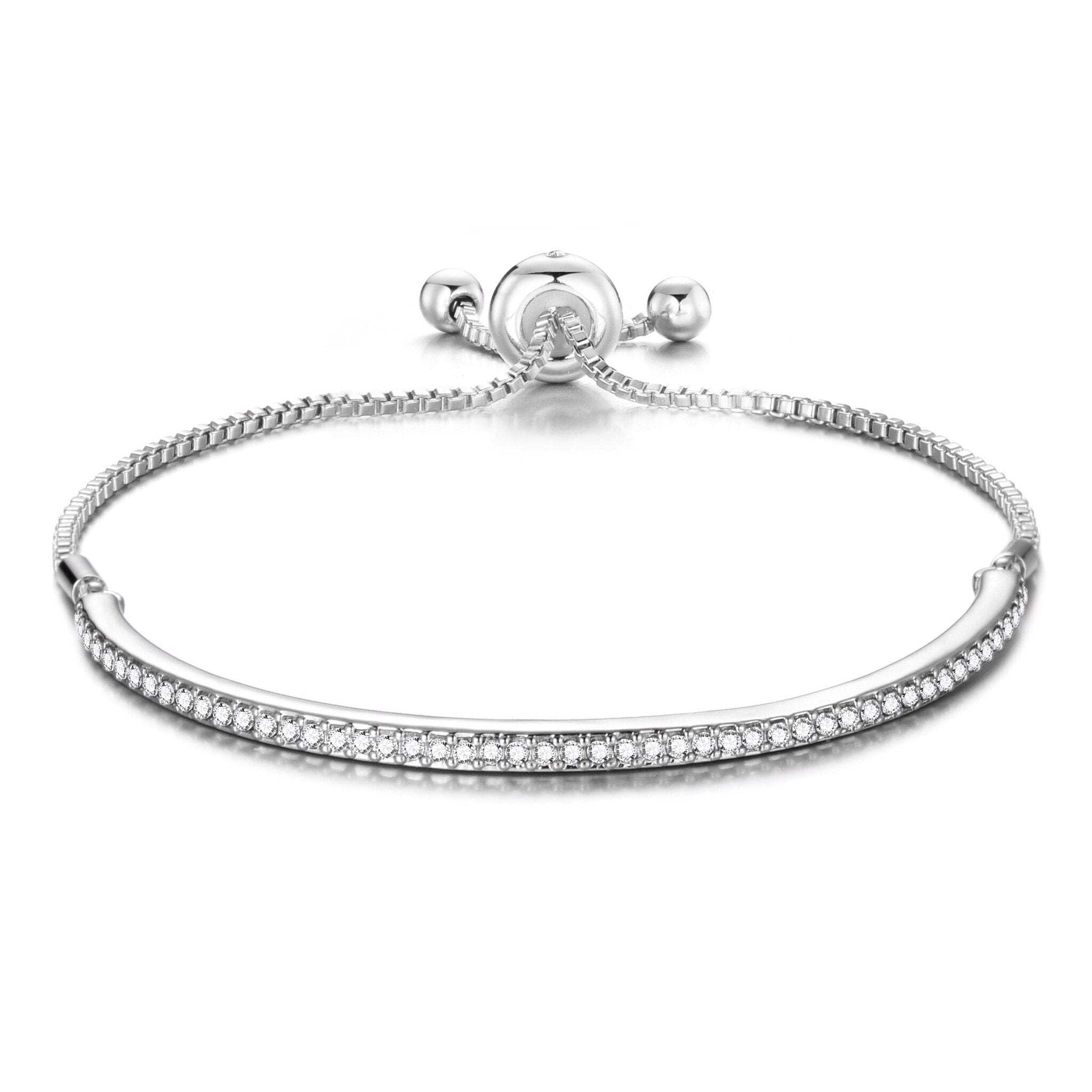 Philip Jones Silver Plated Friendship Slider Bracelet Created with Zircondia® Crystals