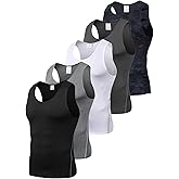 5 Pack Men's Camouflage Compression Shirts Sleeveless Athletic Workout Tank Top Sports Baselayer Running Undershirt