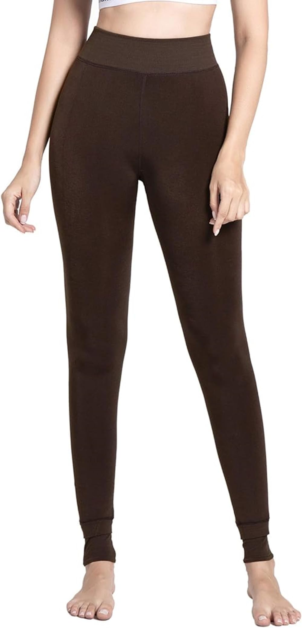 Fioeyr Women Ladies Thermal Winter Thick Velvet Stretchy Fleece Lined Leggings Pant Elastic High Waisted Tight Coffee