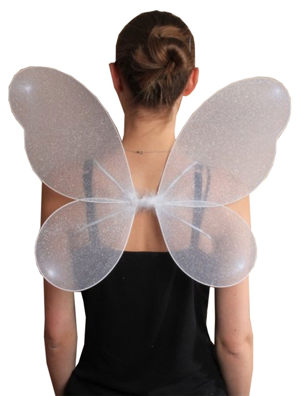 ANGIES WHITE FAIRY WINGS ANGEL BUTTERFLY FANCY DRESS LADIES GIRL HEN NIGHT PARTY (35x40cm)
