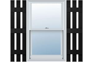Mid America 00031267002 Standard Size Three Board Spaced Vinyl Shutters, w/Installation Shutter-Lok's & Matching Screws (Per Pair), 002, 12"W x 67"H, Black