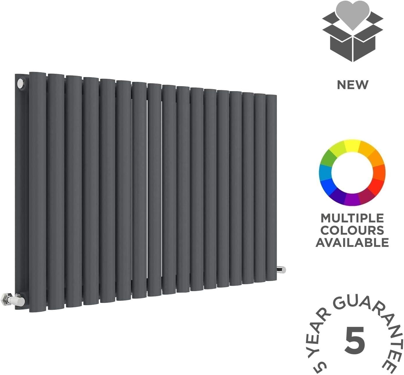 Nuie HLA39D Revive Modern Home Wall Mount Designer Horizontal Double Panel Radiator, 600mm x 992mm x 78mm, Anthracite - Image 4