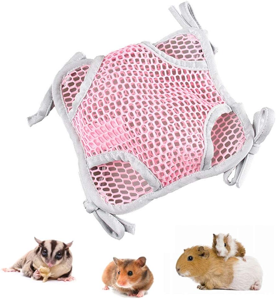 Oncpcare Mesh Pet Cage Hammock, Summer Sugar Glider Bedding Cool Bunkbed Rat Bed Cool Hamster Hammock Double-Layer Play Area Small Animals Cage Accessories for Golden Bear, Degu