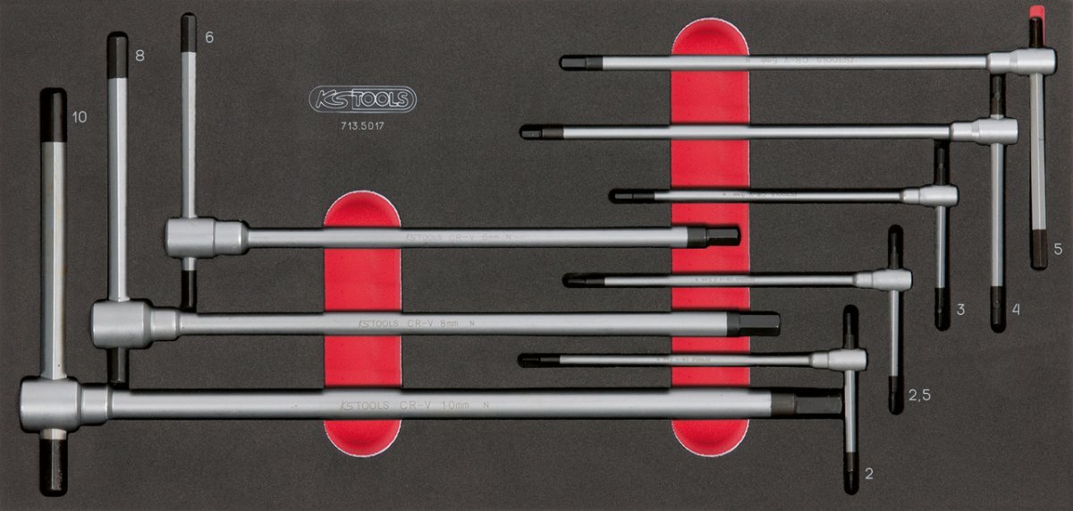 Clé Longue Articulée KS Tools 8mm - Poignée En T, 6 Pans | Chrome Vanadium, Finition Satinée