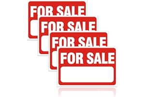 AIJMGUO 4 Pack for Sale Sign Car Sticker, 12" x 8" Premium Self-Adhesive Vinyl Sale Sign Decal for Garages, Boats, Large Space for Handwriting Red