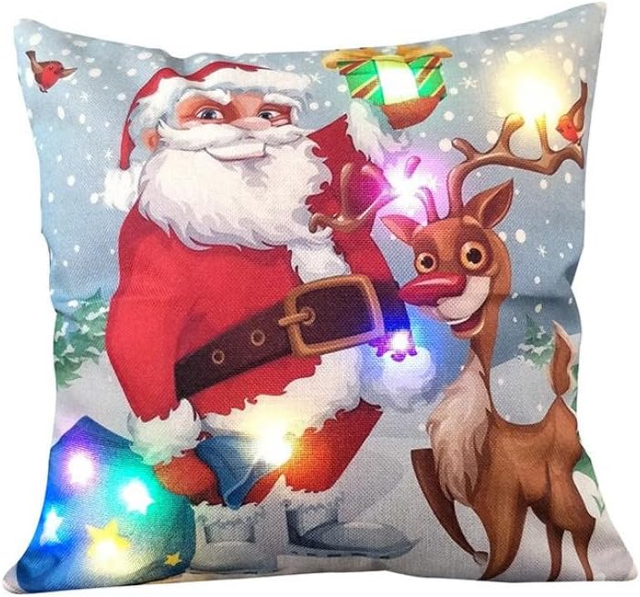 hunpta Christmas Lighting LED Cushion Cover Home Decor Throw Pillowcase Sofa Flashing