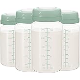 TOVVILD 10oz Breast Milk Storage Bottle for Momcozy 22oz Breast Milk Cooler, Collection Bottle Container for Fridge, Pumping Bottles Compatible with Spectra Wide Neck Flange, 4PCS
