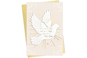 DISJOURNEY Catholic Confirmation Card with Holy Spirit Dove - "Loved by God, Confirmed in Christ" Trinity Message, 300GSM Car