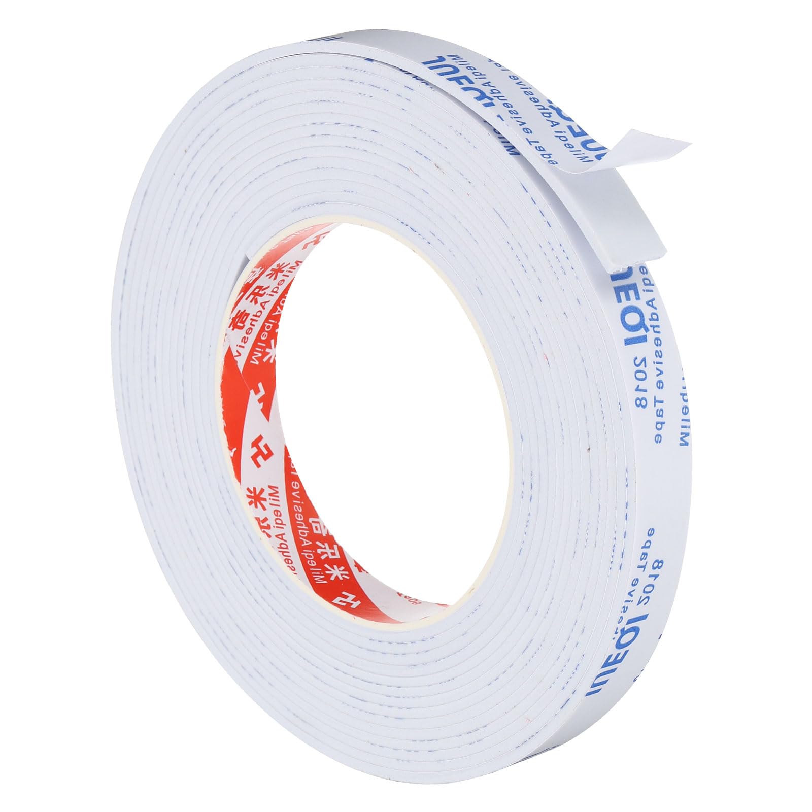 PATIKIL 5m/16.4ft Sealing Foam Tape, 15mm Wide 2mm Thick Single Sided Weather Stripping Door Furniture Seal Strip for Window Pipes Insulation, White