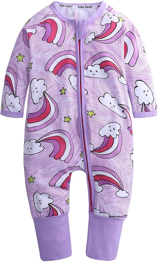 Kids Tales Baby Zipper Pajamas Infant Handed Footed Romper Cotton