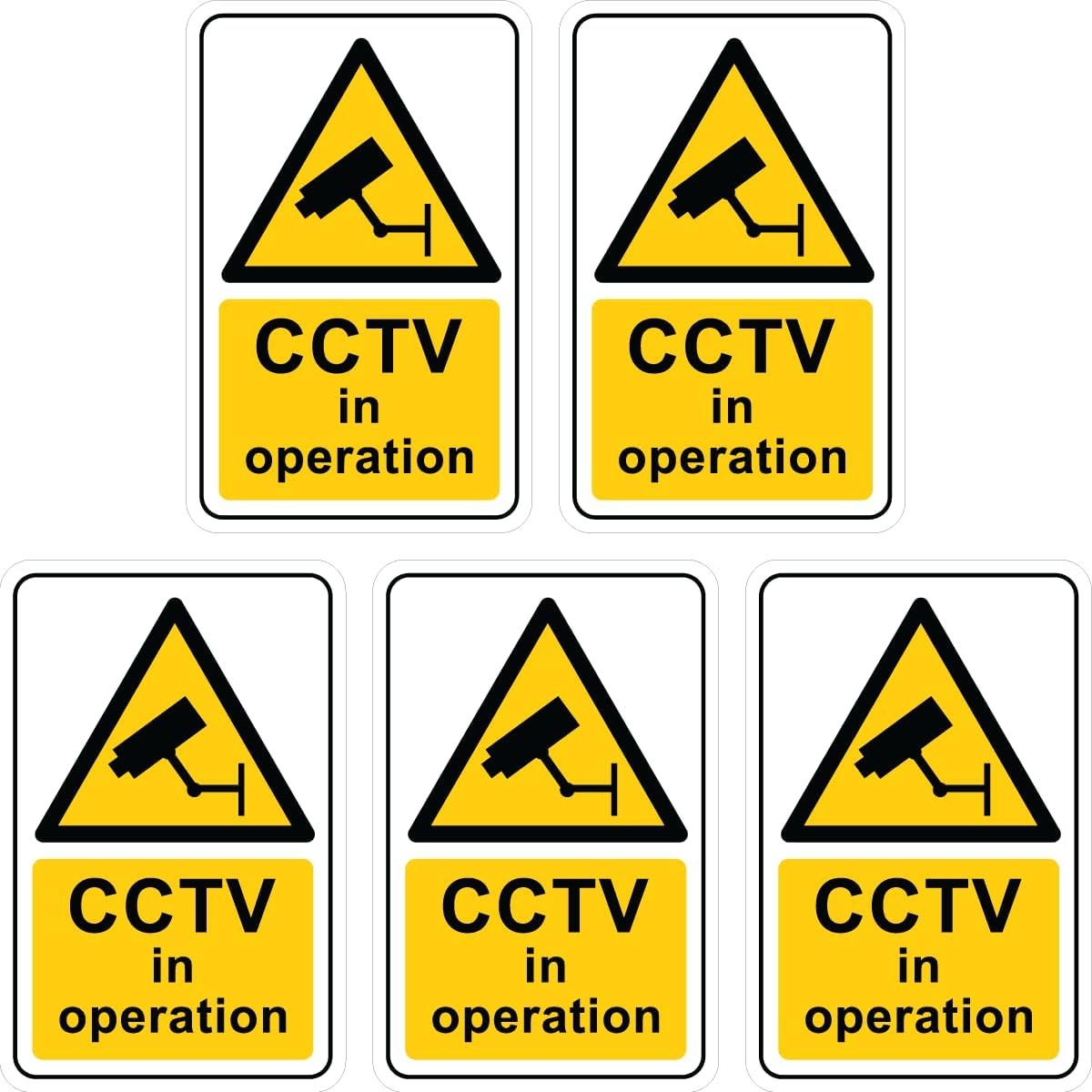 3mm thick solid outdoor plastic signs (5 Pack) CCTV IN OPERATION 130mm x 200mm