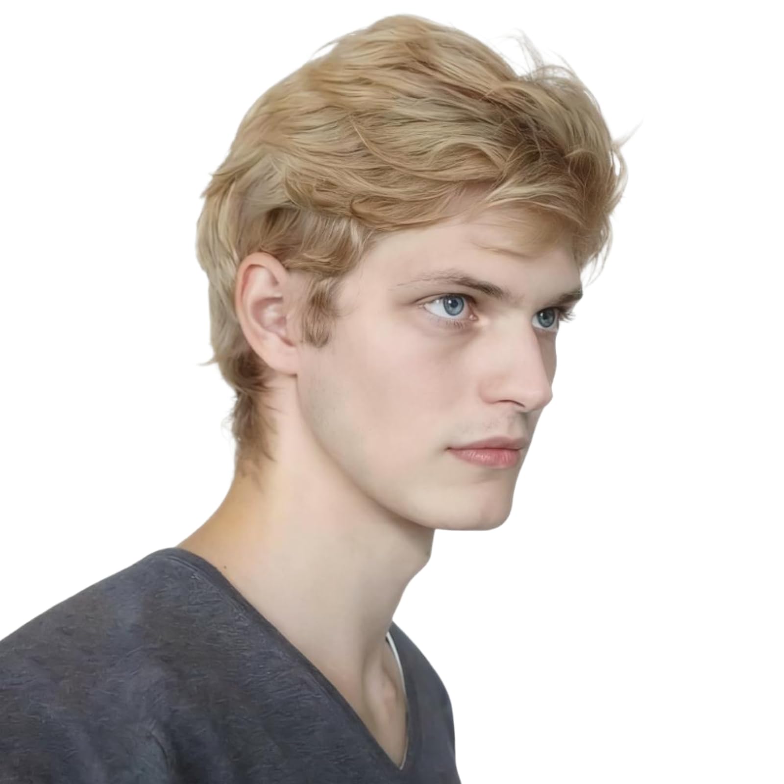 BECUS Mens Wigs Short Blonde Gradient Brown Wigs for Men Male Guy Short Straight Hair Synthetic Replacement Costume Halloween Natural Hair(Blonde Gradient Brown) — image 1