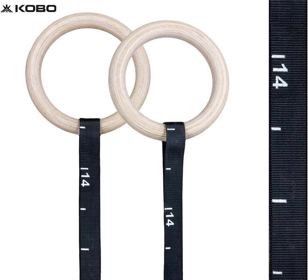 Kobo Fitness Gymnastics Rings/Roman Ring with Straps & Buckles for Cross Fitness Functional Training and Total Body Conditioning at Home (Imported)