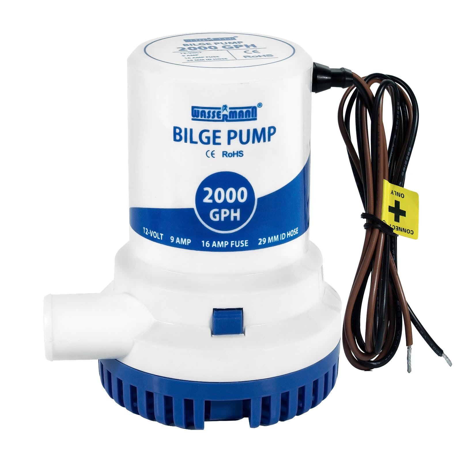 Photo 1 of WASSERMANN 2000GPH Bilge Pump 12V, Heavy-Duty Marine Submersible Bilge Water Pumps for Boats with Long Power Cord and Anti-Airlock Protection for Continuous Reliable Operation