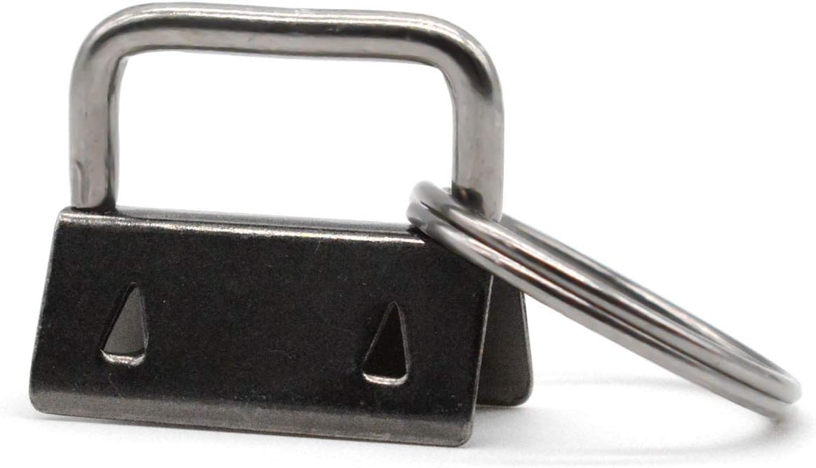 RETON 60 Sets - Key Fob Hardware with Split Ring - 1 Inch, Dark Nickel
