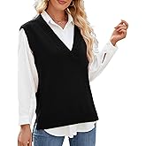 KARRESLY Women V Neck Sleeveless Knitted Tops Casual Business Solid Color Pullover Tank Tops Oversized Fashion Tunic Outfits