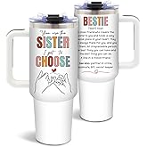 DUUV Friendship Gifts for Women Friends, 40 Oz Sister Stainless Steel Tumbler with Handle and Straw, Friends Tumbler for Birthday Christmas Thanksgiving, Friendship Gift for Sister BFF Female, 1PCS