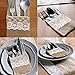 vLoveLife 8.5'' x 4'' Natural Hessian Burlap Cutlery Holder Pouch Bag with Lace Rose Flower Wedding Tableware Bags Favor - Pack Of 10