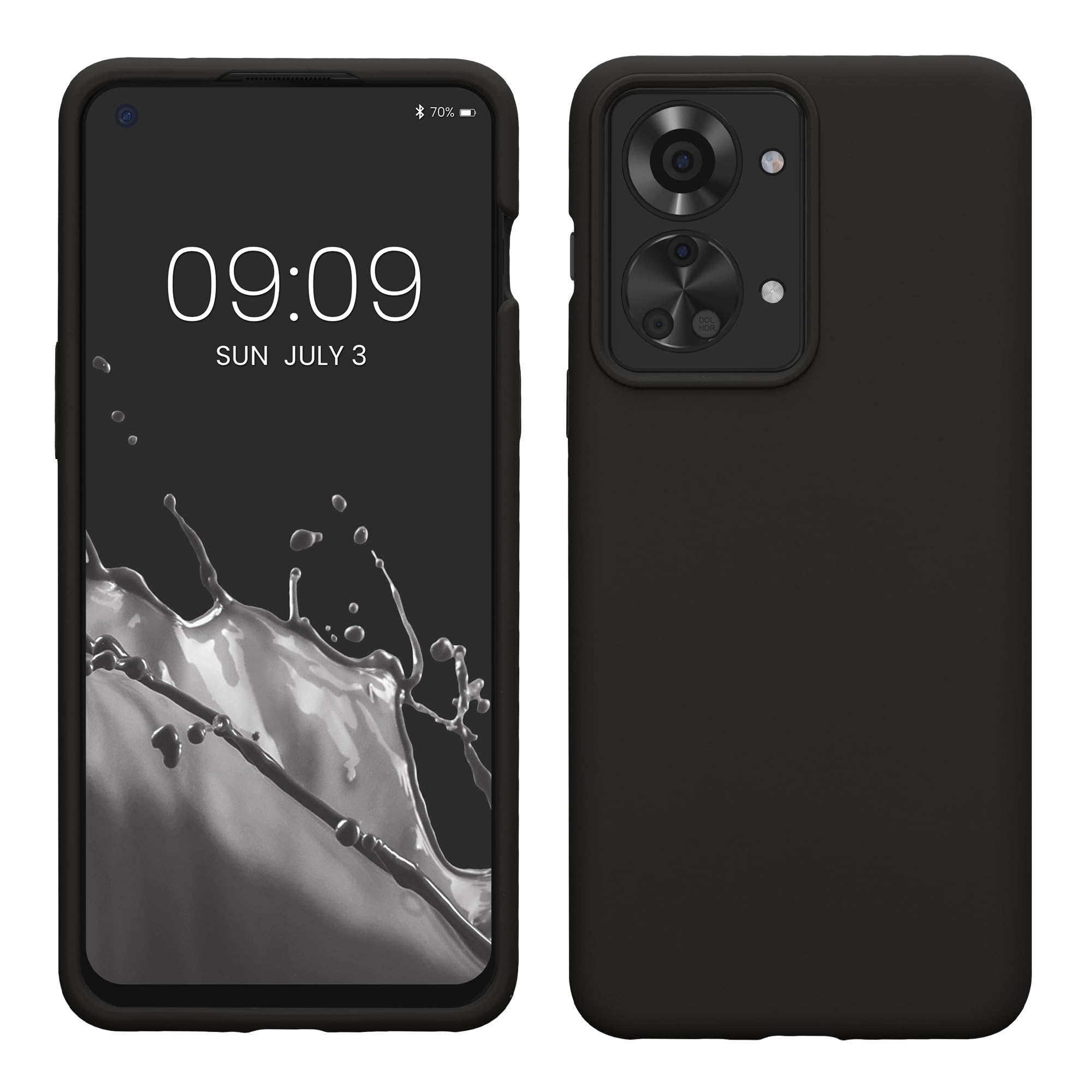 kwmobile Case for OnePlus Nord 2T 5G Case - Soft Cover - Shockproof Silicone - Wireless Charging Black Matte