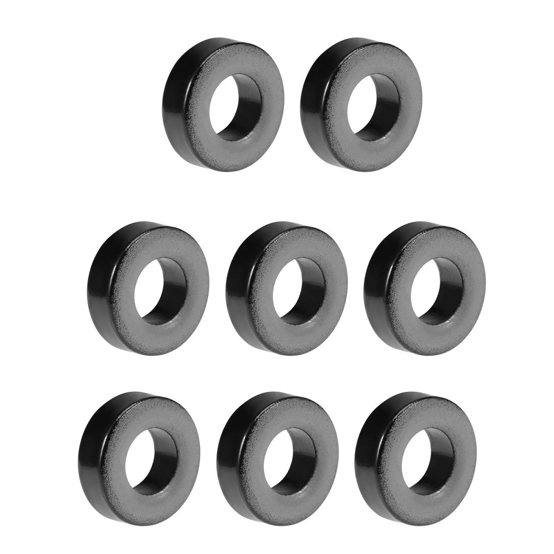 sourcing map 8pcs 9.2 x 18 x 6.5mm Ferrite Ring Iron Powder Toroid Cores Black Gray