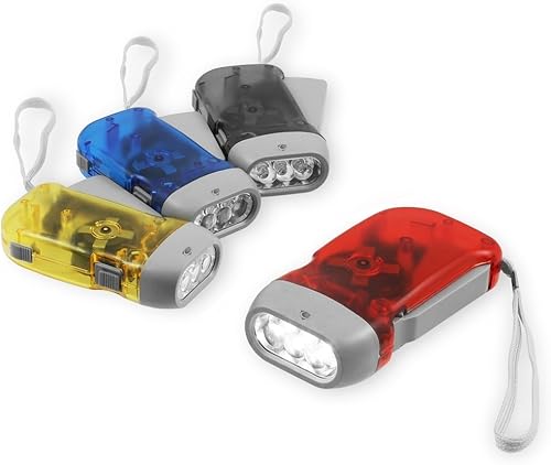 (Chromo Inc) 4 Pack Hand Crank Flashlight