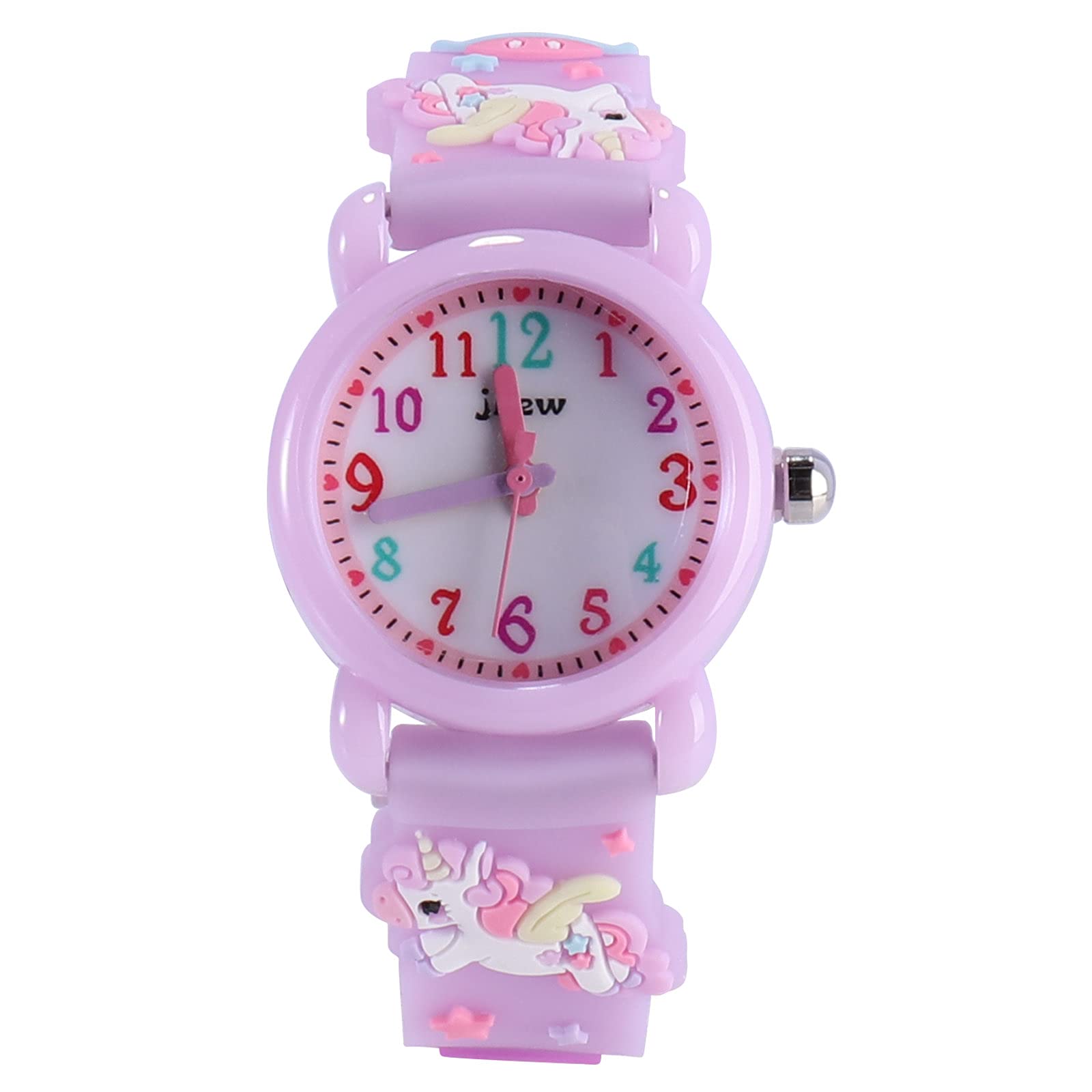 ele ELEOPTION Children's Watch 3D Cute Cartoon Silicone Rubber Band Wristwatch Multi-Colour Dial Digital Display Watch Gift for Little Girls Boy Kids, Horse, Light Purple