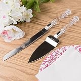 Stainless Steel Knife and Server Set with Faux Crystal Handles for Weddings, Birthdays, Cakes, Home Kitchen Gifts by Super Z Outlet®