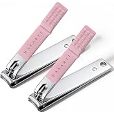 Makartt 2-Pack Pink Nail Clipper Set for Thick Fingernails &amp; Toenails | Heavy-Duty, Stainless Steel, Sharp Curved Edge, Portable, Suitable for Home Use or Travel