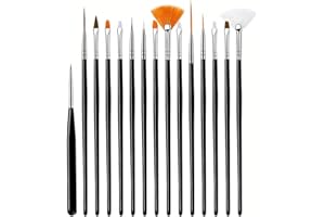 15pcs Black Fine Detail Paint Brush Set - Miniature Paint Brush for Detailing & Art Painting Nail Artist Supplies