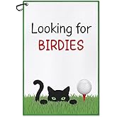 DYJYBMY Looking for Birdies Funny Printed Golf Towel for Golf Bags with Clip, Funny Cat Golf Towel Gifts for Men Women Cat Lover Mam Aunt Sister, Fun Novelty Towels for Women Mom Sister BFF Friend