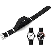 Niziruoup Nylon Elastic Watch Strap Military Parachute Style Watch Band 18mm 20mm 22mm Premium Striped Nylon One-Piece French Paratrooper Watchband Smartwatch Band Replacement Strap for Men Women