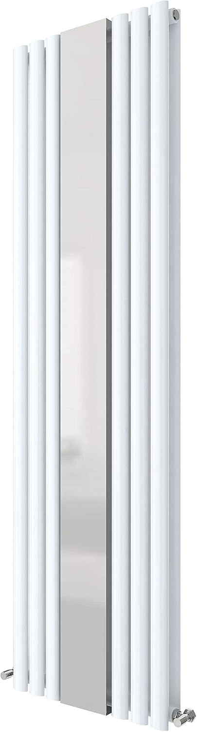 nuie HL331 Revive ǀ Modern Home Wall Mount Designer Vertical Double Panel Radiator with Mirror, 1800mm x 499mm x 78mm, High Gloss White - Image 4