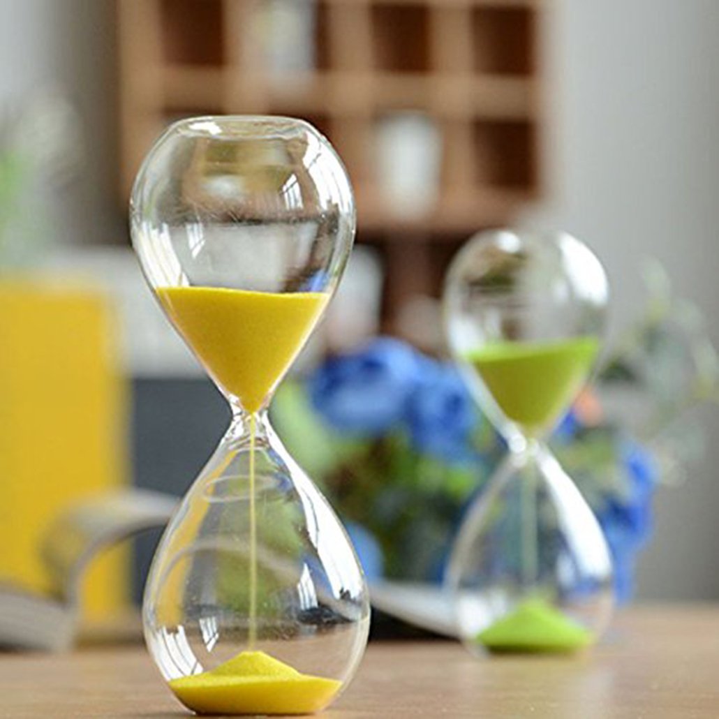 Large Fashion Colorful Sand Glass Sandglass Hourglass Timer Clear Smooth Glass Measures Home Desk Decor Xmas Birthday Gift (15 Minutes, Yellow)