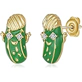 Pickle Earrings for Women 925 Sterling Silver Green Stud Fun Earrings Cute Pickle Jewelry Gift
