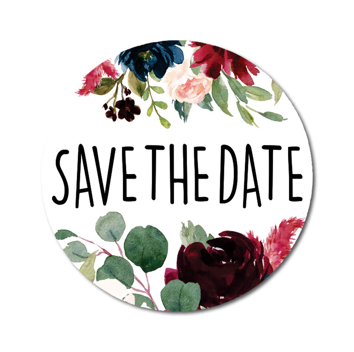 Darling Souvenir Floral Border 45 Pcs Round Elegant Chic Save The Date Mini Stickers-1.6 Inches