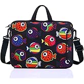 10-Inch Laptop Shoulder Sleeve Case and Tablet Bag for most 9.7" 10" 10.1" 10.2" Ipad/Notebook/eBook/Readers (black red fish)