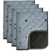 RIOUSSI Washable Pee Pads for Dogs, Reusable, Absorbent, Leakproof, Non Slip Pet Puppy Pads for Potty Training. Gray Stars, 18x24 Inch(4pack)