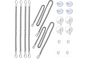 Gorilley Black Picture Hanging Chain Kit for Stained Glass Window with Suction Cup Hooks, Sunshine Catcher