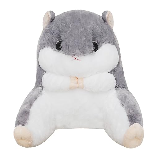 Moonlove Soft Fluffy Hamster Shaped Chair Back Cushion Office Home Cute Animal Couch Armchair Back Support Seat Pad Cushion Cozy Sofa Bed Throw Pillow Seat Cover Mat Home Decor