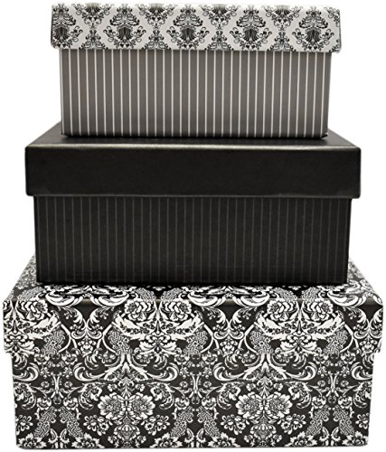 ALEF Elegant Decorative Themed Nesting Gift Boxes -3 Boxes- Nesting Boxes Beautifully Themed and Decorated - Perfect for Gifts or Simple Decoration Around The House! (Small Damask)