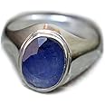 55Carat Natural Blue Sapphire Silver Ring for Men 6 Carat Oval Astrological Size 5,6,7,8,9,10,11,12,13