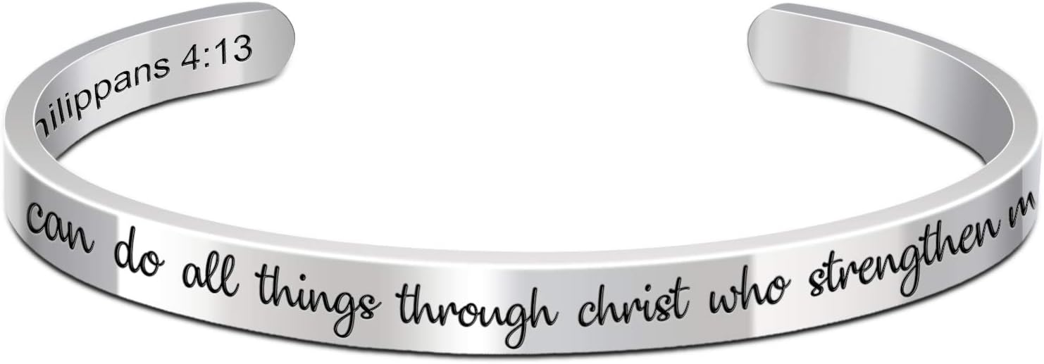 Christian Gifts for Women Inspirational Religious Bracelets for Women Her Girls Cuff Bangle Mens Bracelets Bible Verse Mantra Quotes Engraved Jewelry