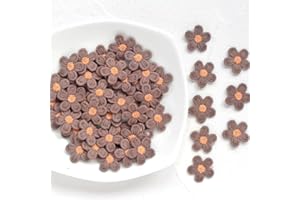 FJTANG 50pcs Mini Daisy Flowers Embroidered Sew On Applique Floral Lace Patch Milk Fiber Sewing Trims Clothes Wedding Dress Craft DIY (Brown)