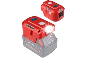 150W Power Supply Inverter for Milwaukee M18 18V Lithium Battery, TEPULAS DC 18V to AC 110-120V Modifined Sine Wave Power Inverter Phone Charger Adapter for Milwaukee with AC Outlet & LED Light
