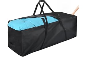 FAMIROSA Extra Large Outdoor Cushion Storage Bag 68in (177 gallon), Upgraded Wide-opening 600D Oxford Water-resistant Patio Furniture Cushion Storage Bags with Protective Zipper and Padded Handle