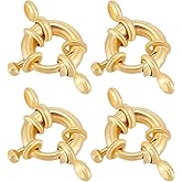 Beebeecraft 1 Box 10Pcs Necklace Connector Clasp Real 14K Gold Plated Spring Clasps with Round Close Ring Necklace Link Connector Charms Trigger Clasp Findings for Jewelry Making Necklaces Crafts
