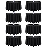 8 Pack Black Round Tablecloths 90 Inch Table Round Table Cloth, Wrinkle Resistant Washable Polyester Fabric Table Cloth Table Cover for Dining Banquet Wedding Party