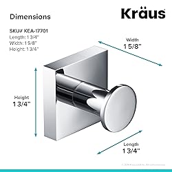 Kraus Ventus Bathroom Robe and Towel Hook, Chrome