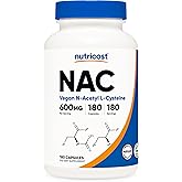 Nutricost N-Acetyl L-Cysteine (NAC) 600mg, 180 Capsules - Non-GMO, Gluten Free