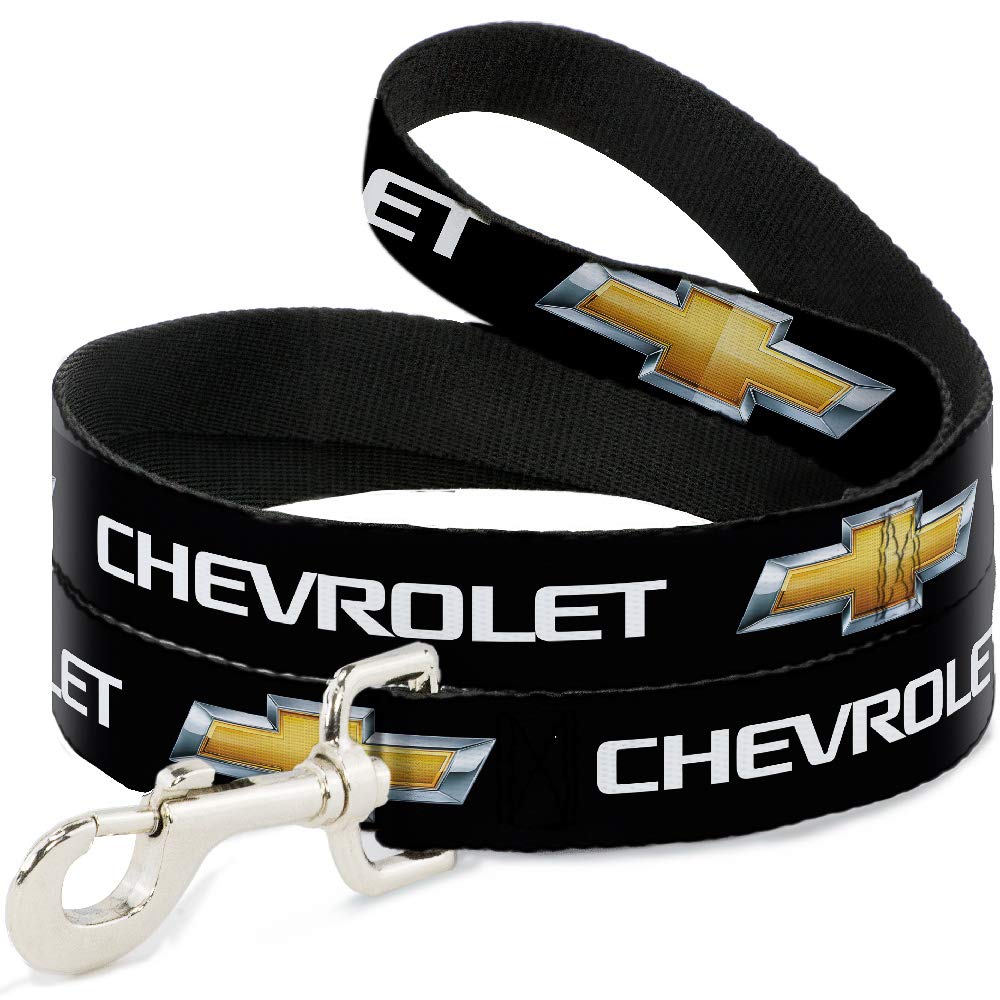 Buckle Down "Chevy Bowtie Black/Gold Logo Repeat Dog Leash, 6'